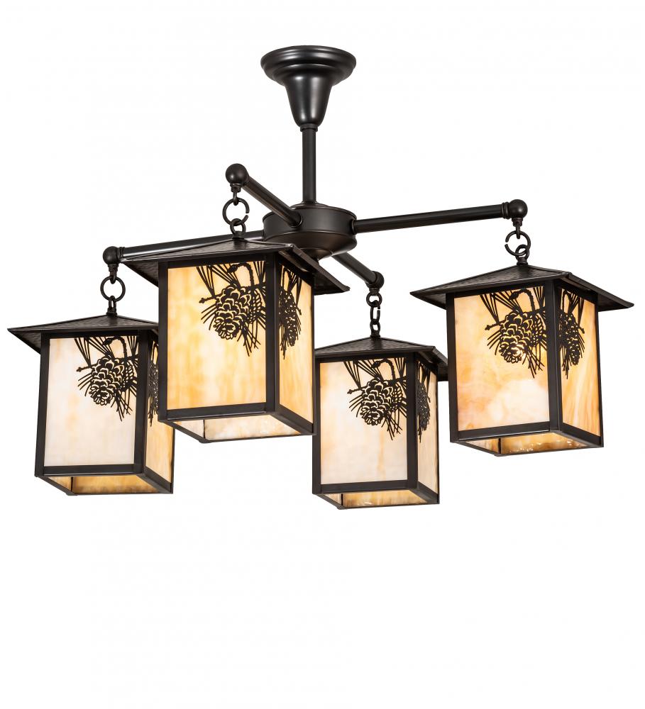 32" Wide Seneca Winter Pine 4 Light Chandelier