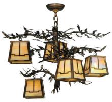 Meyda White 134055 - 29"W Pine Branch Valley View 5 LT Chandelier