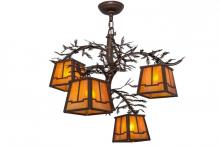 Meyda White 158068 - 28"W Pine Branch Valley View 4 LT Chandelier