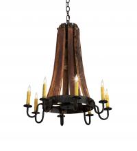 Meyda White 224987 - 24" Wide Barrel Stave Madera 8 Light Chandelier