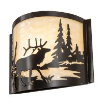 Meyda White 246142 - 12" Wide Elk at Lake Wall Sconce