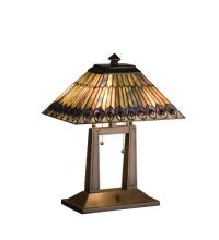 Meyda White 26300 - 20"H Tiffany Jeweled Peacock Oblong Desk Lamp