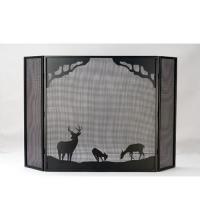 Meyda White 38521 - 62"W X 40"H Deer at Dawn Fireplace Screen